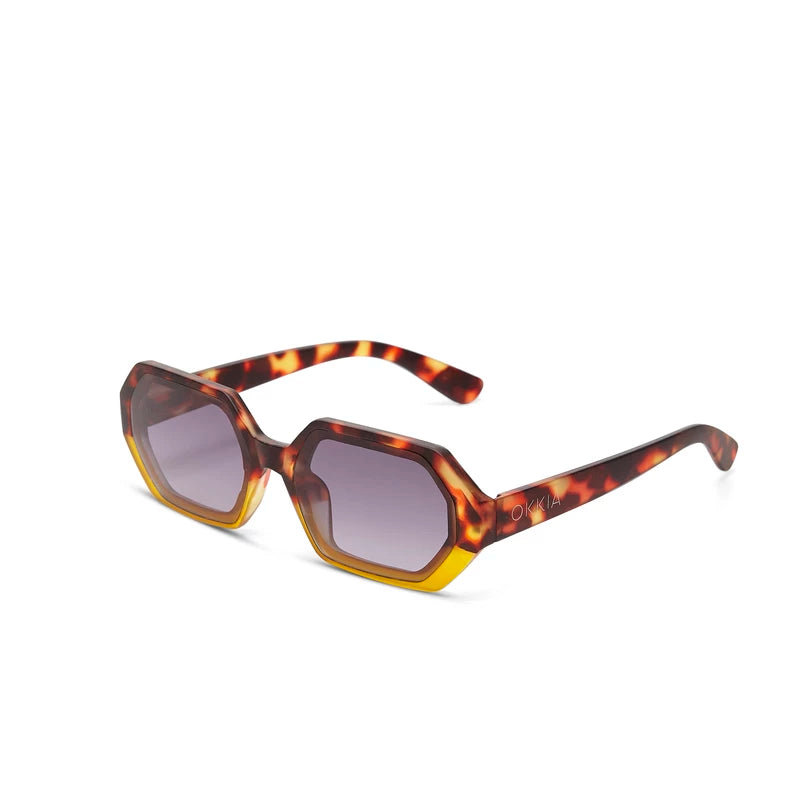 Andrea Hexagonal Sunglasses - Havana Yellow