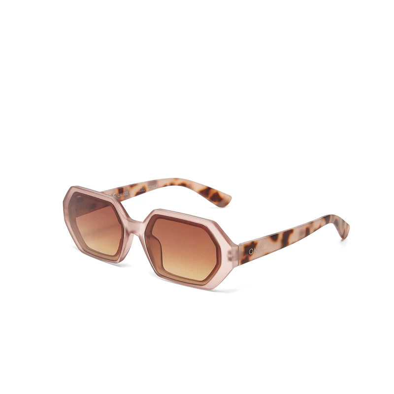 Andrea Hexagonal Sunglasses - Pink Havana