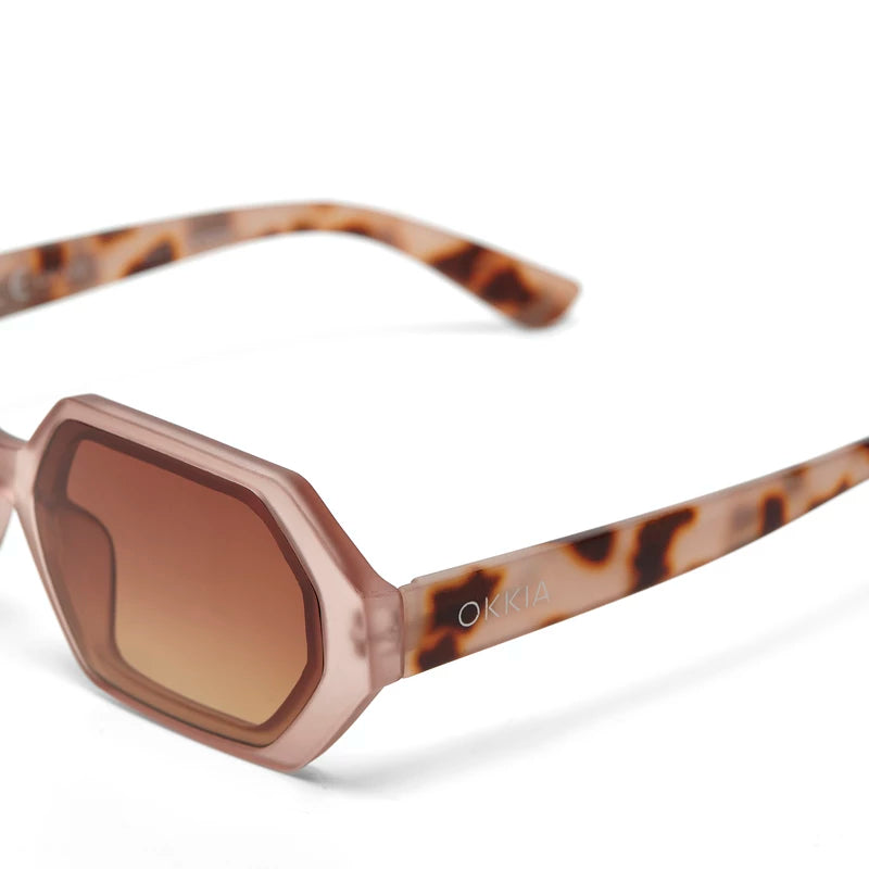 Andrea Hexagonal Sunglasses - Pink Havana