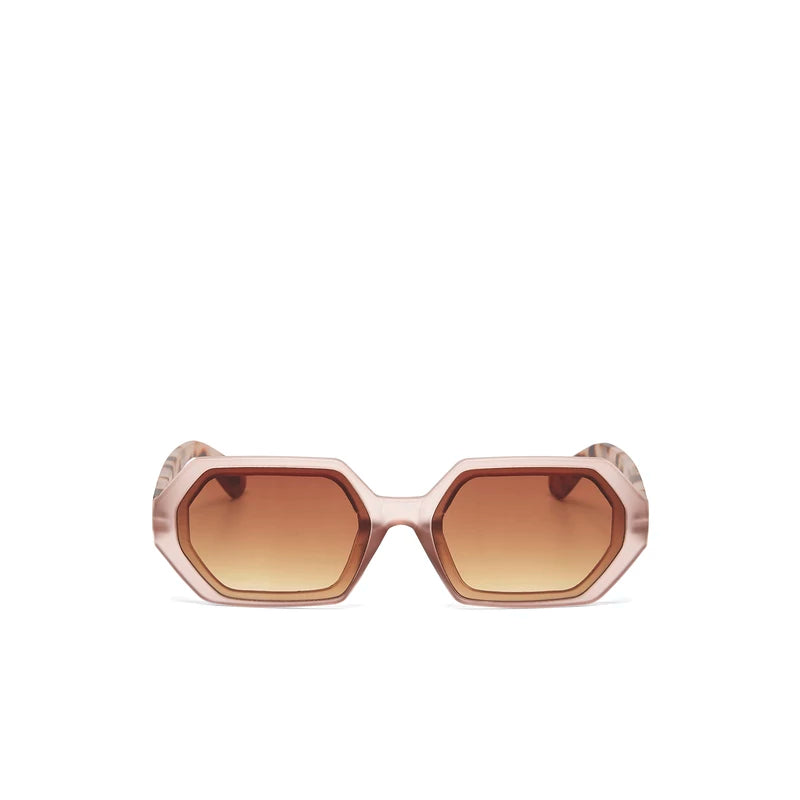 Andrea Hexagonal Sunglasses - Pink Havana