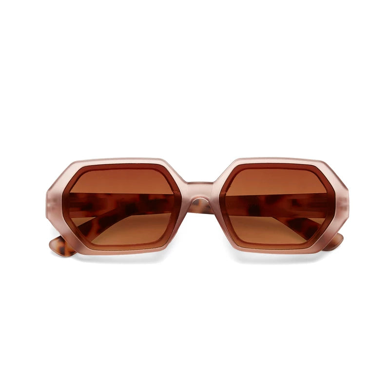 Andrea Hexagonal Sunglasses - Pink Havana