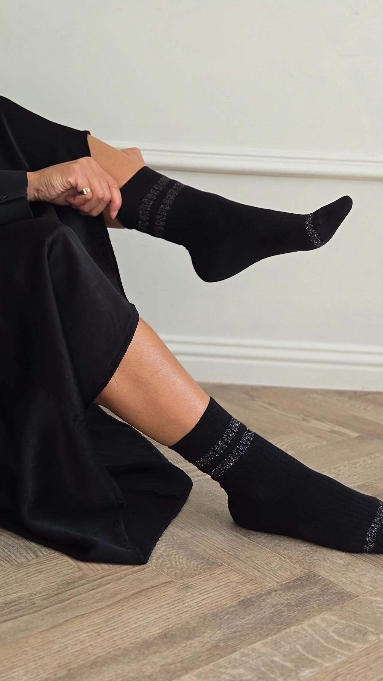 Luxe Cotton Socks - Black & Silver