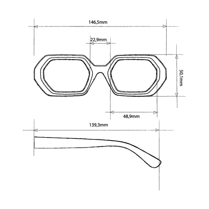 Andrea Hexagonal Sunglasses - Havana Yellow