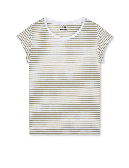 Fine Jersey Stripe Teasy Tee - Brilliant White / Overland Trek