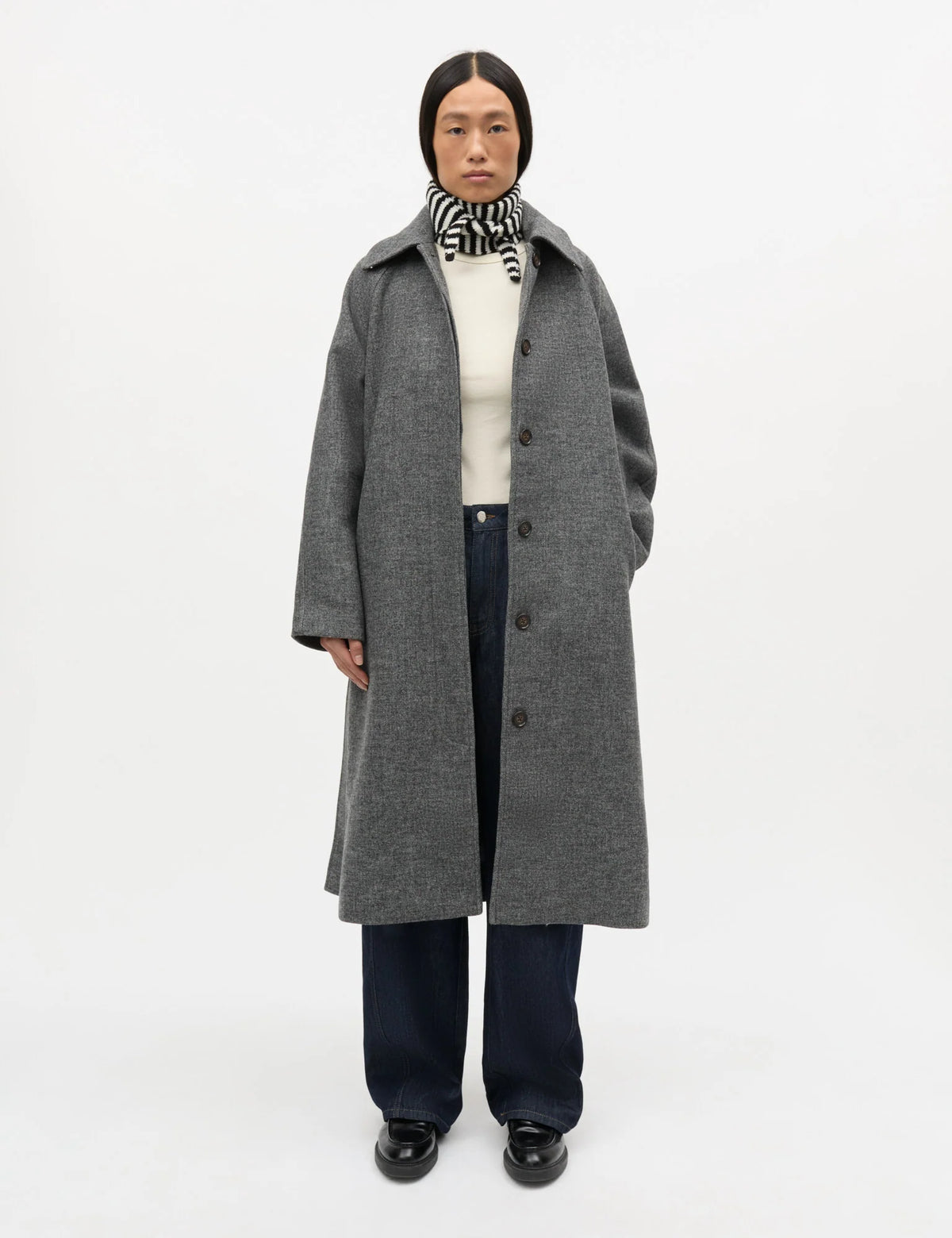 One Wool Mono Stripe Scarf - Black / Vanilla Ice