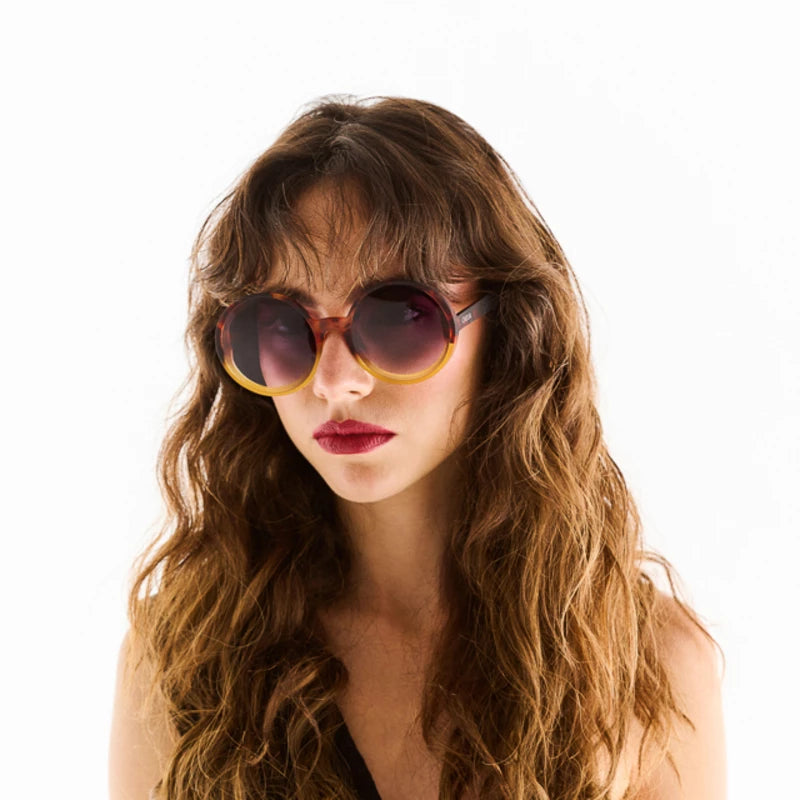 Monica Round Sunglasses - Havana Yellow