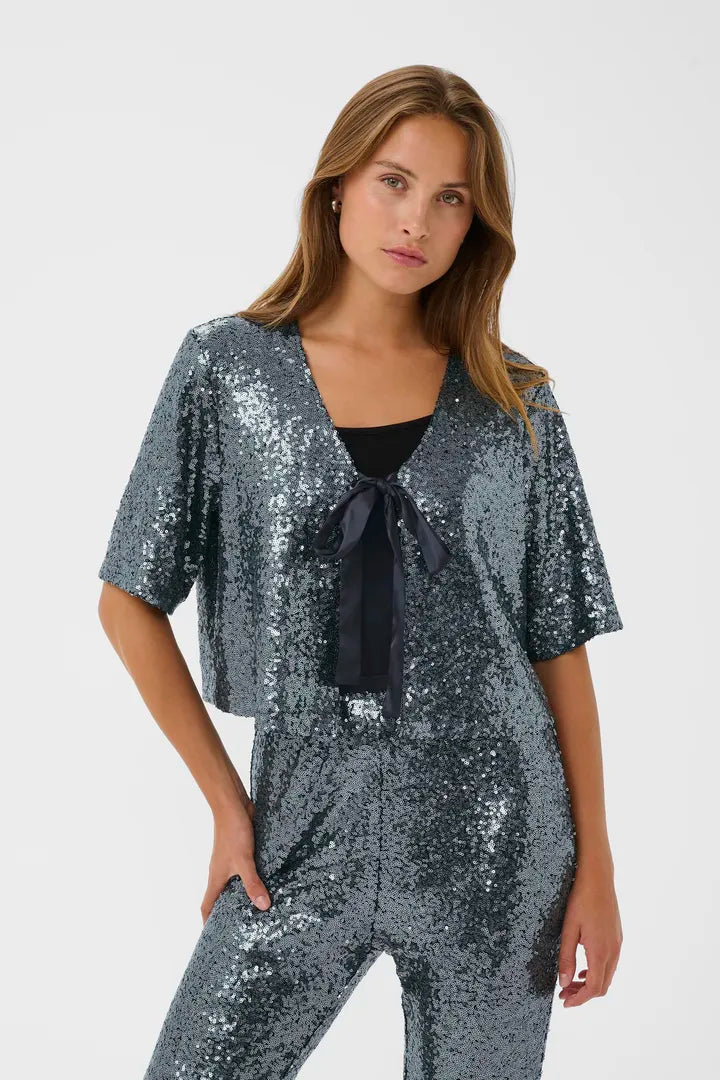 KAlau Sequin Cardigan - Dark Silver