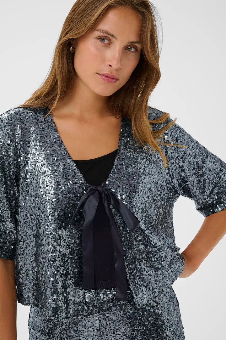 KAlau Sequin Cardigan - Dark Silver