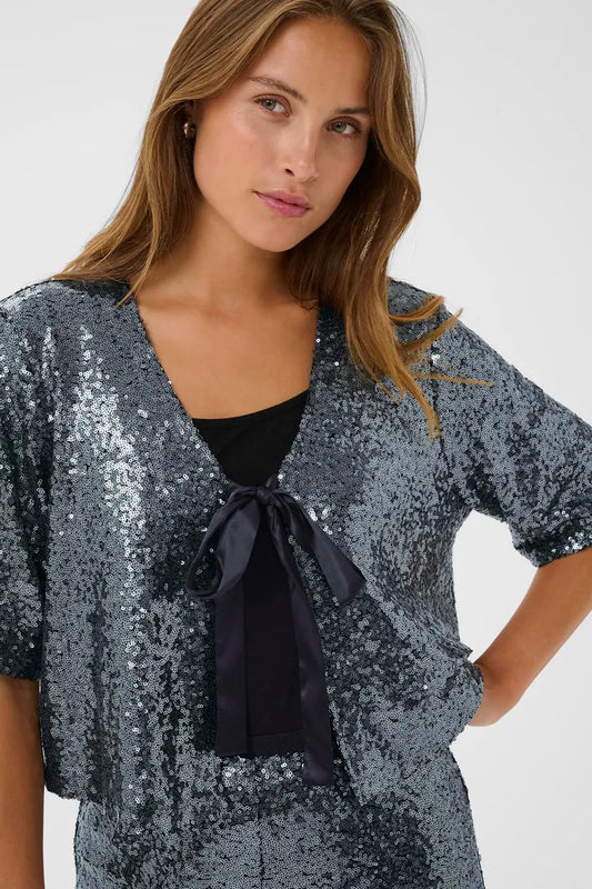 KAlau Sequin Cardigan - Dark Silver