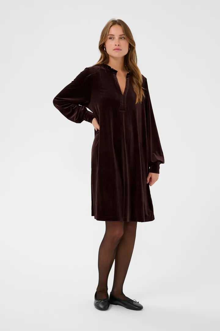 KAkelly Flounce Dress - Black Coffee