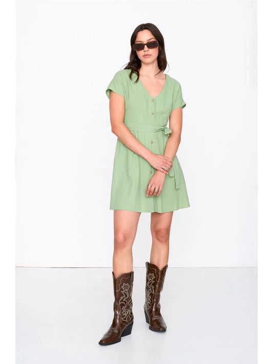 Tea Dress - Green Lichen