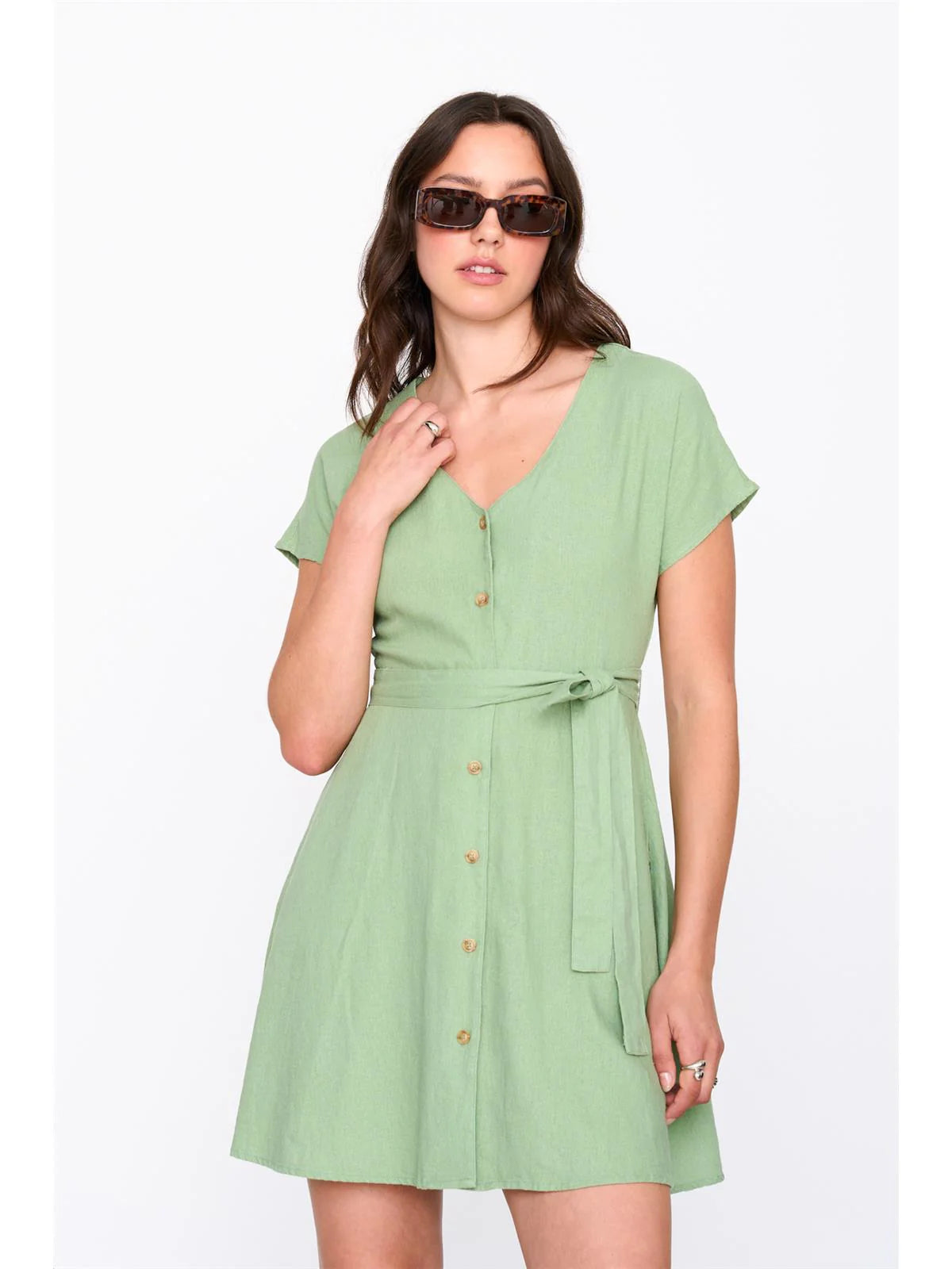Tea Dress - Green Lichen