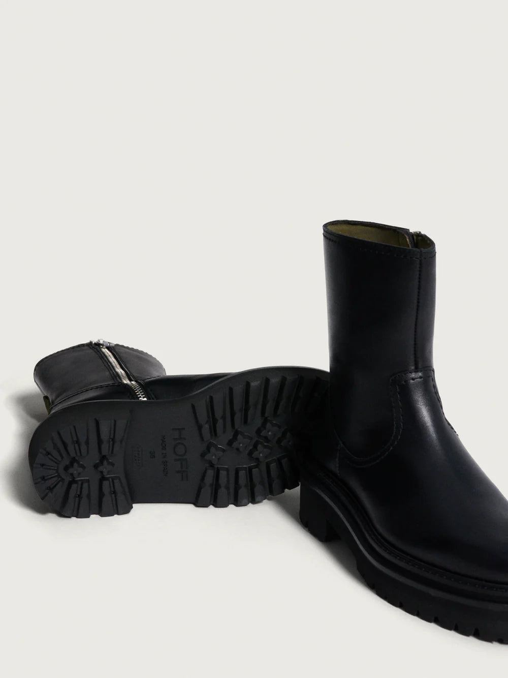 Office Leather Boots - Black