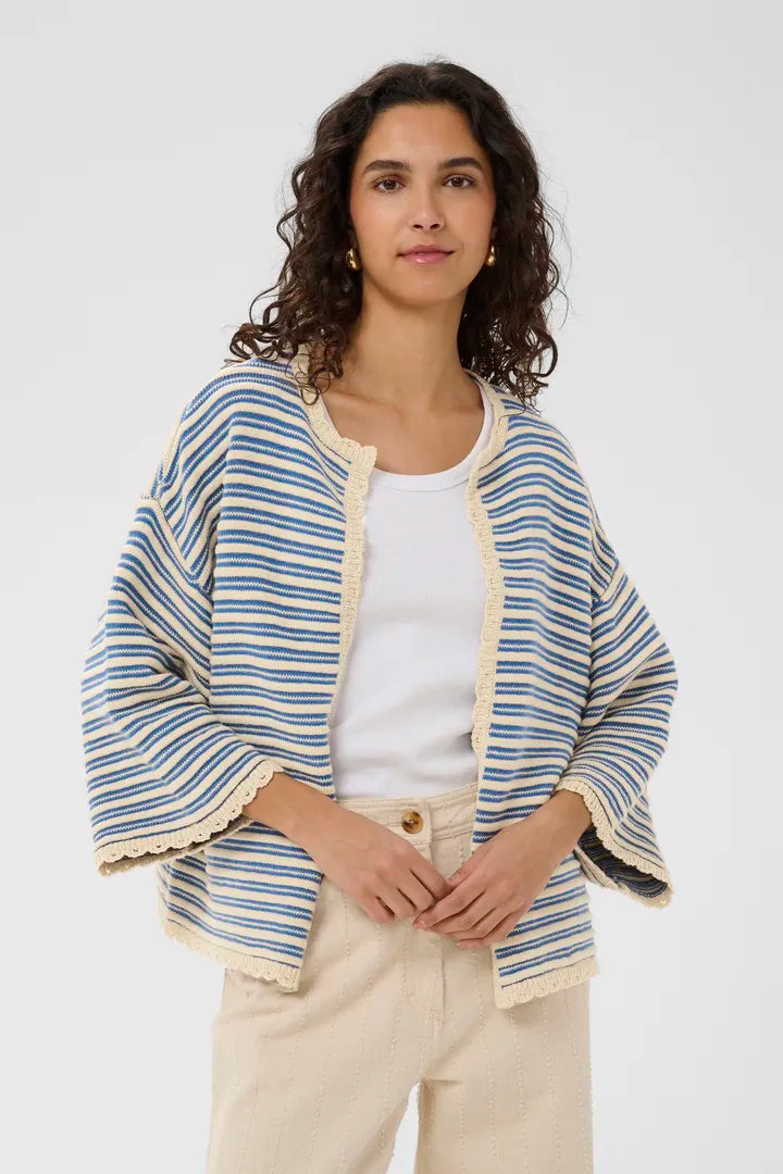 RileySZ Cardigan - Vallarta Turtle Dove Stripe