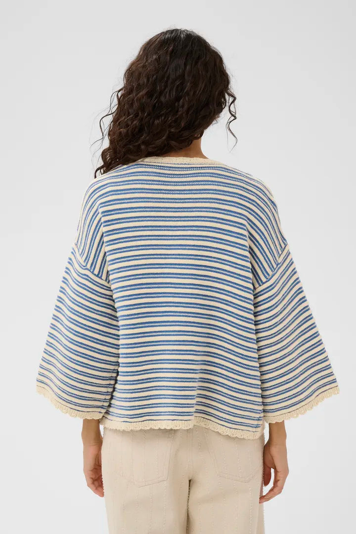 RileySZ Cardigan - Vallarta Turtle Dove Stripe