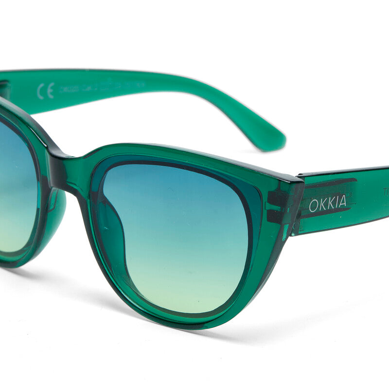 Silvia Cats Eye Sunglasses - Transparent Green