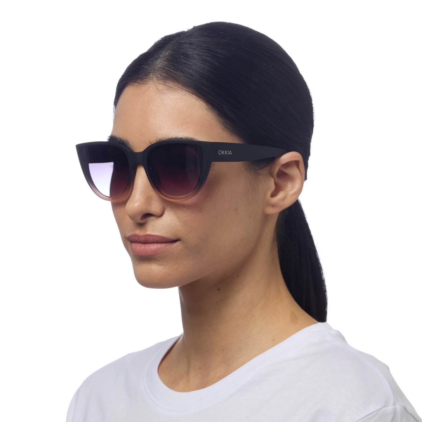 Silvia Cats Eye Sunglasses- Shaded Rose & Black
