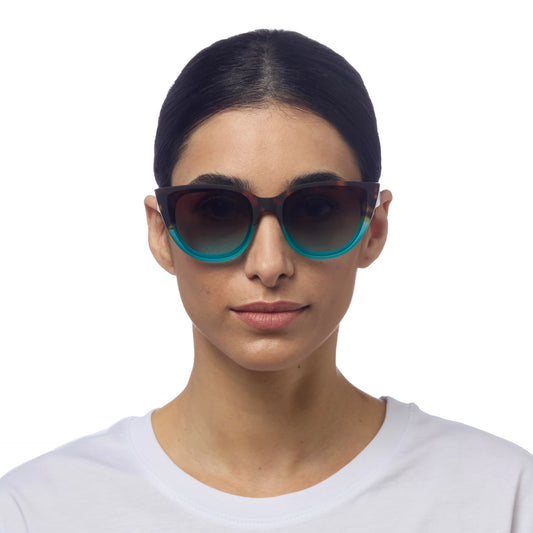 Silvia Cats Eye Sunglasses- Havana & Blue