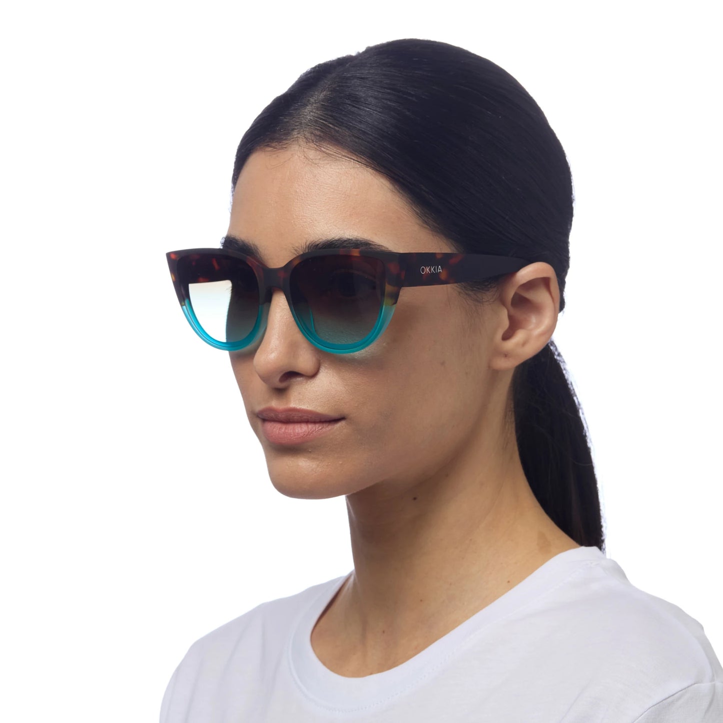 Silvia Cats Eye Sunglasses- Havana & Blue