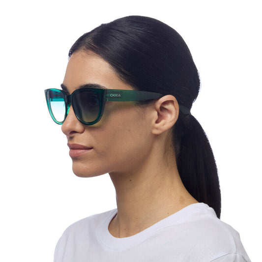 Silvia Cats Eye Sunglasses - Transparent Green