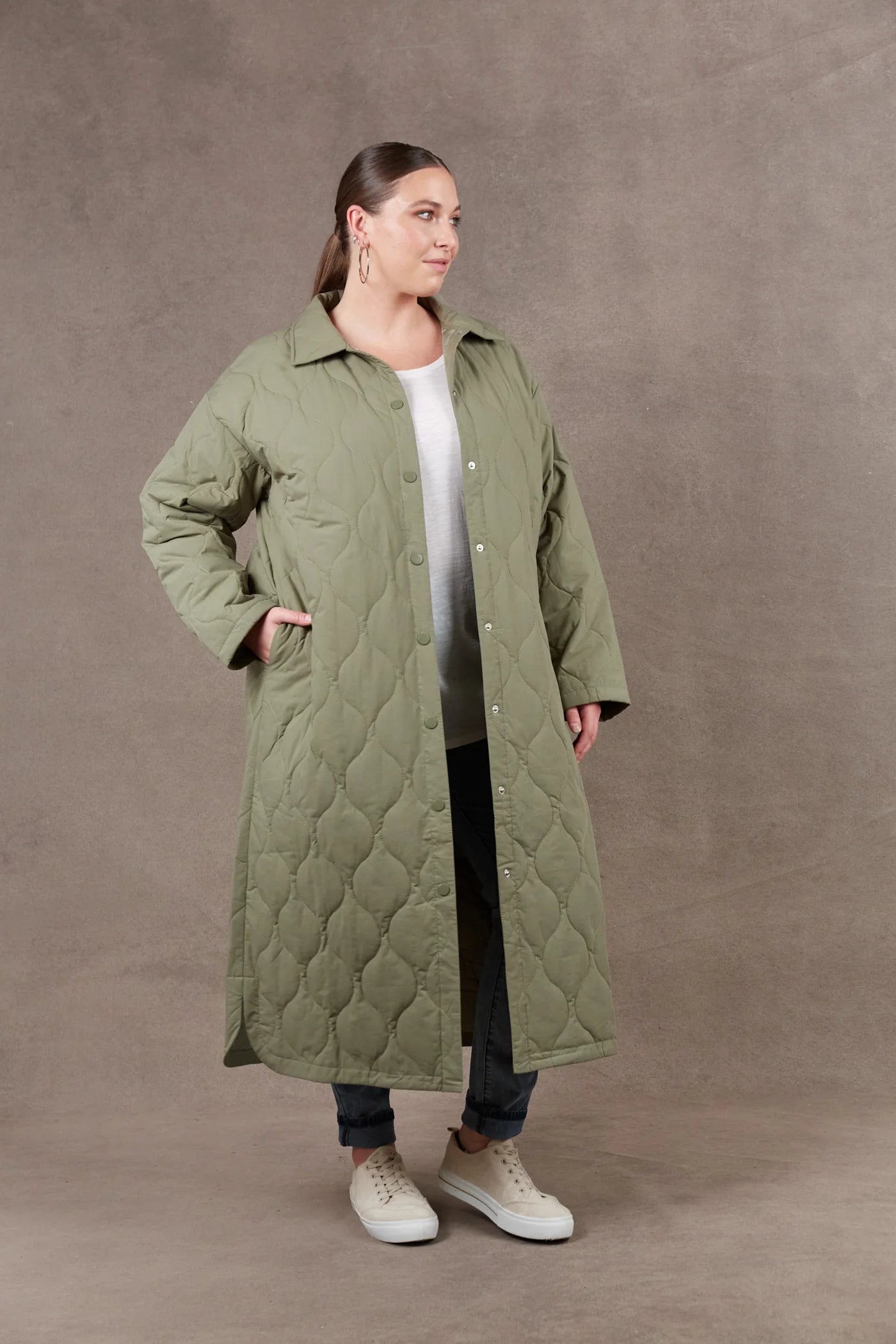 Ribe Quilted Coat  - Sage