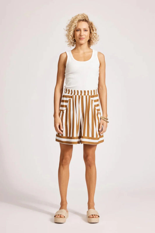 Treville Stripe Shorts - Caramel