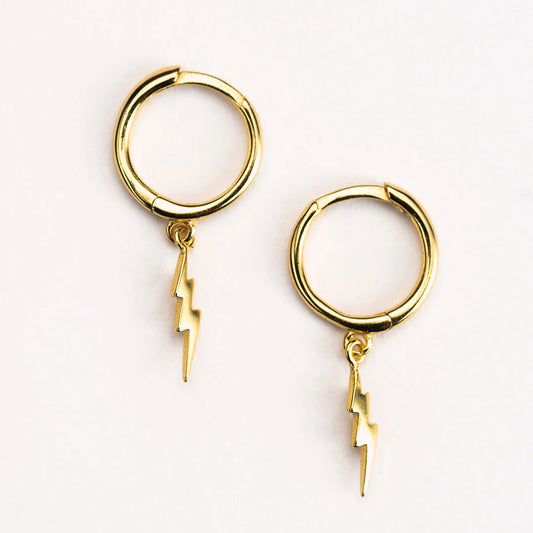Gold Lightning Bolt Huggie Earrings
