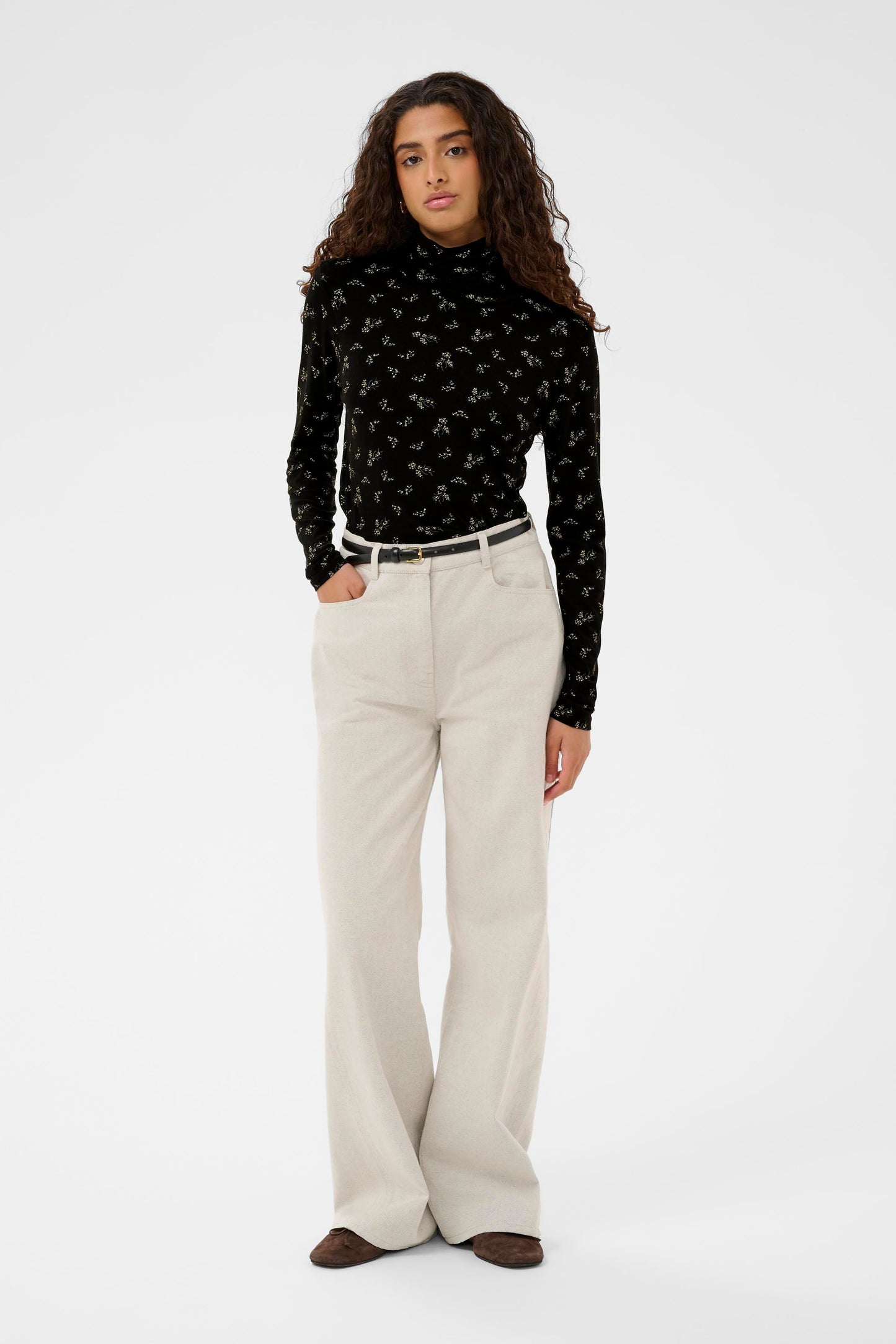 SLHanadi Long Sleeved Rollneck - Black Ditsy Print