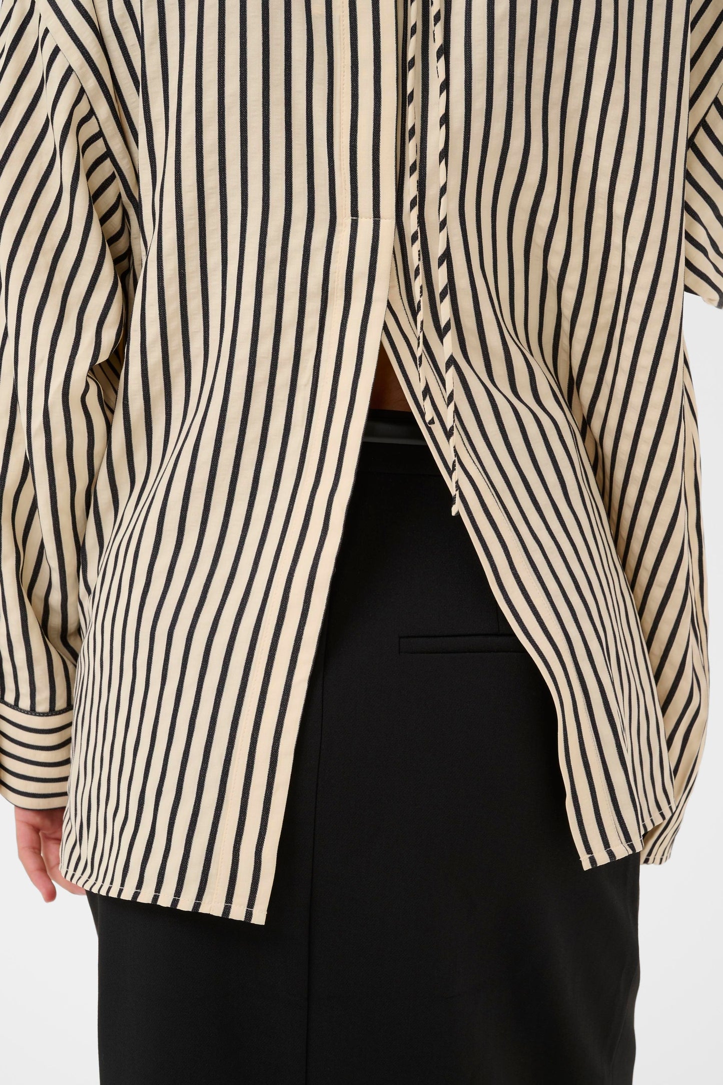 SLOrlena Long Sleeved Shirt - White and Black Stripe