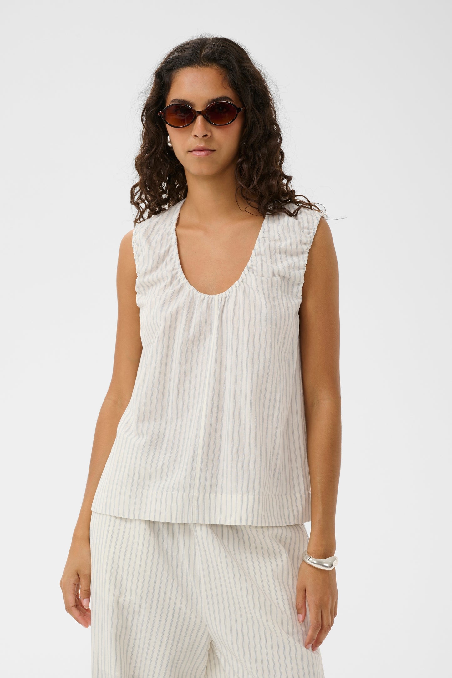 SLCandela Blouse - White & Blue Stripe