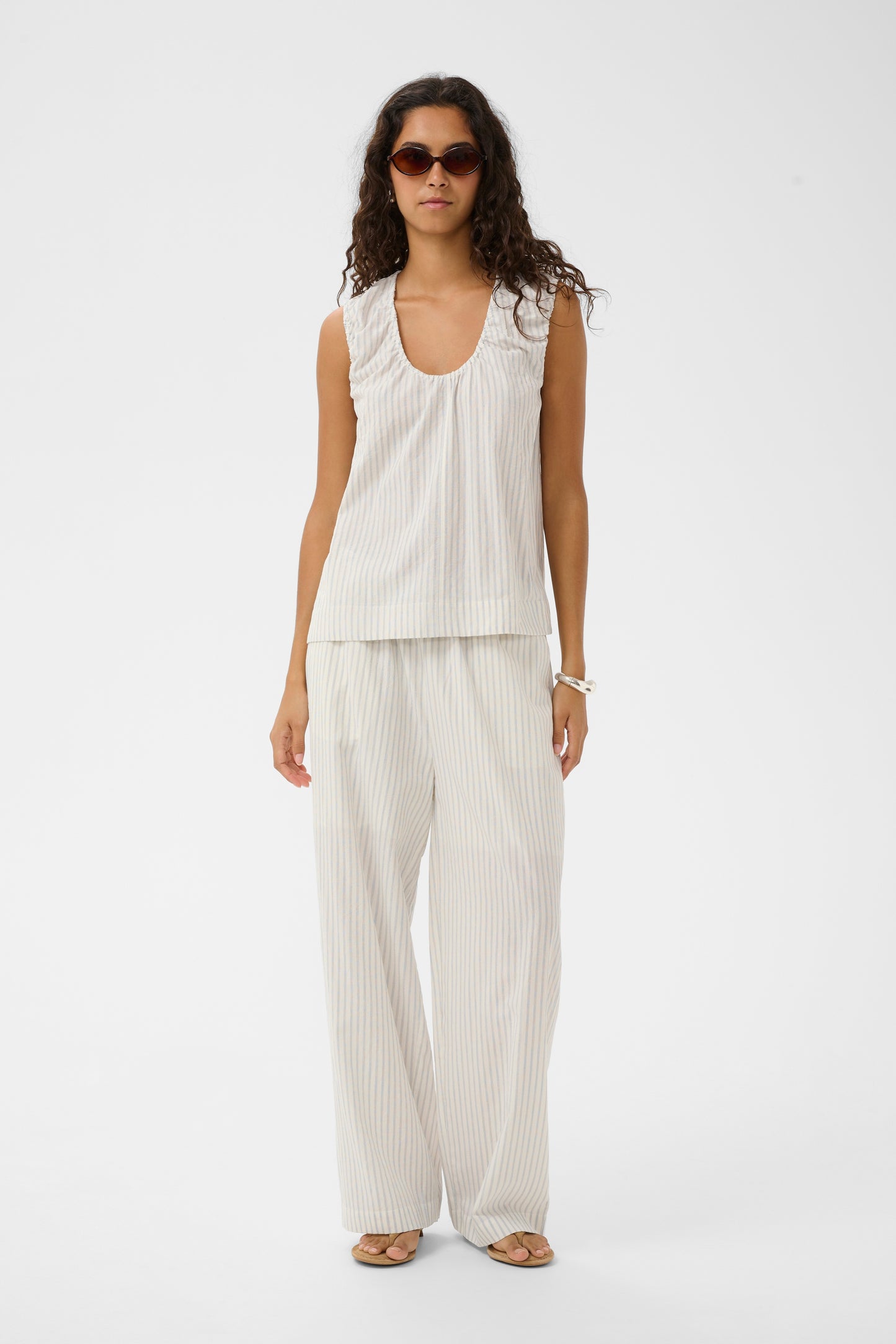 SLCandela Pants - White & Blue Stripe