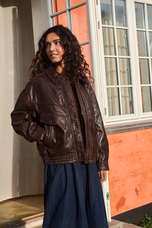 TuliaSZ Leather Jacket - Chocolate Brown