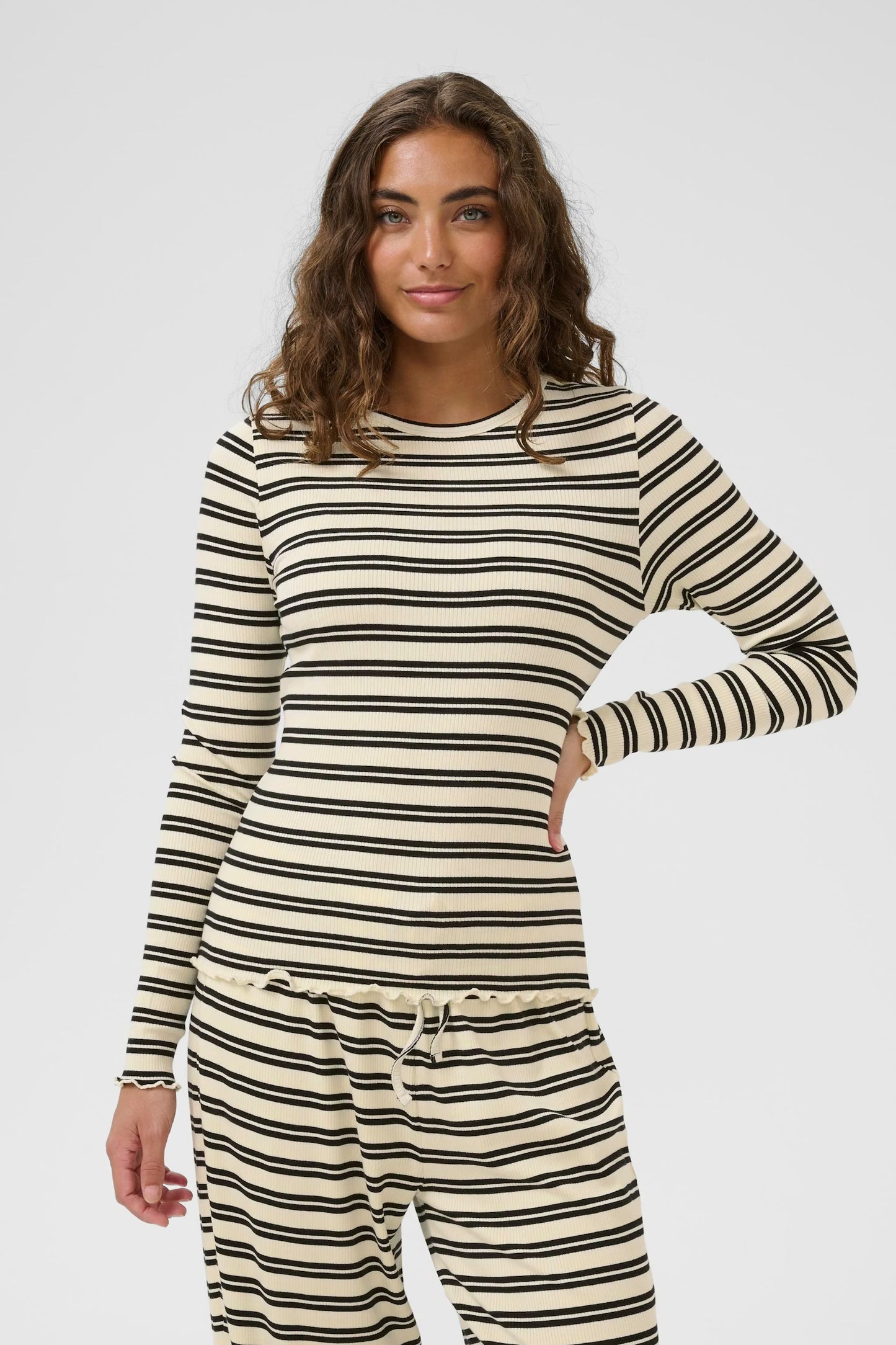 OlaliaSZ Long Sleeve T-Shirt- Ice Black Stripe