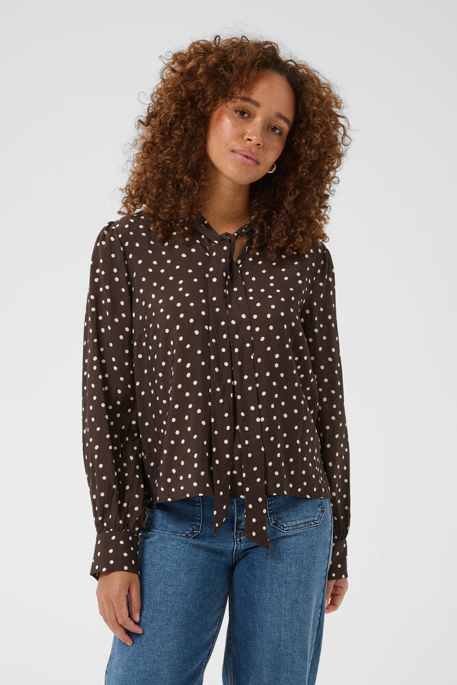 KAdotte Blouse - Coffee Bean Turtledove Dot