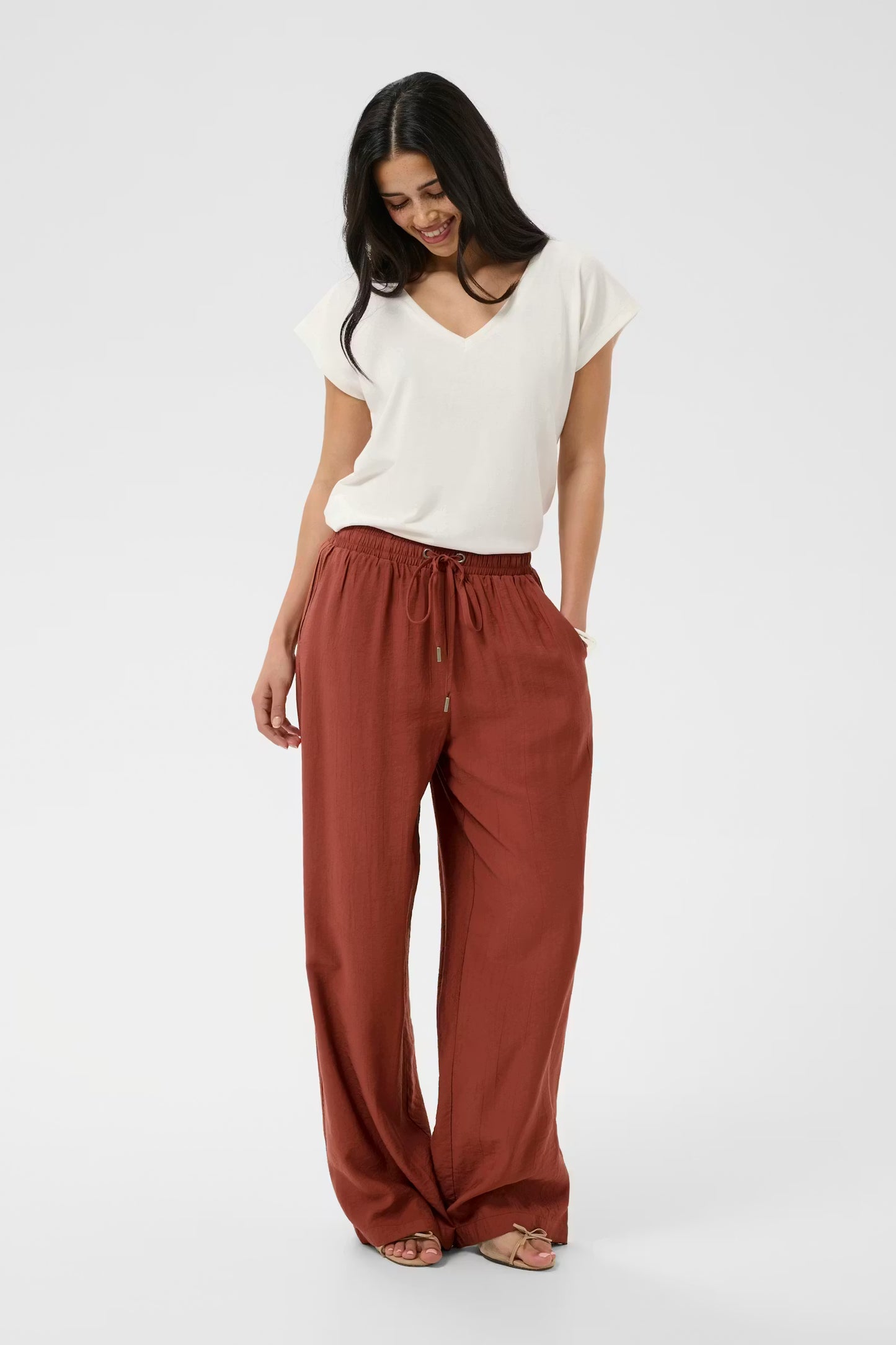 KAemily Wide Trousers - Henna Brown