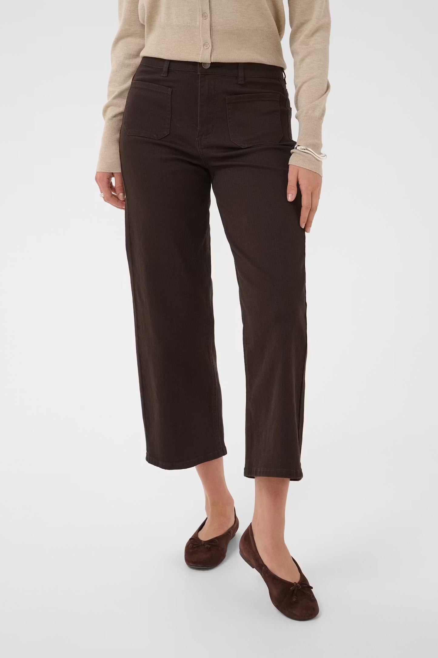 KAbrook High Waisted Cropped Fit Jeans - Coffee Bean
