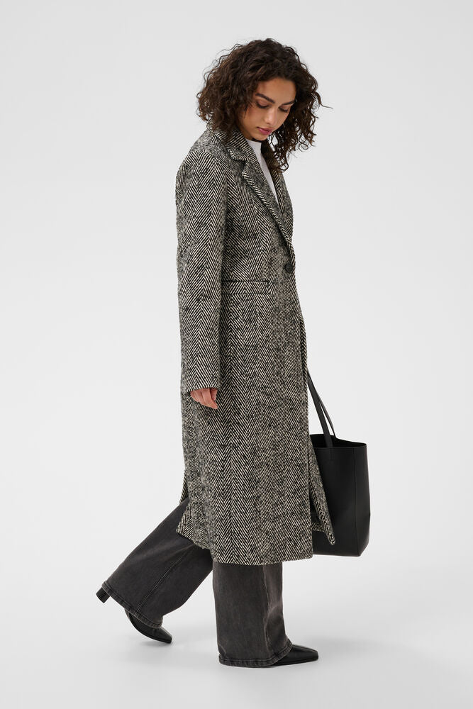 KAofelia Herringbone Coat - Black & Chalk
