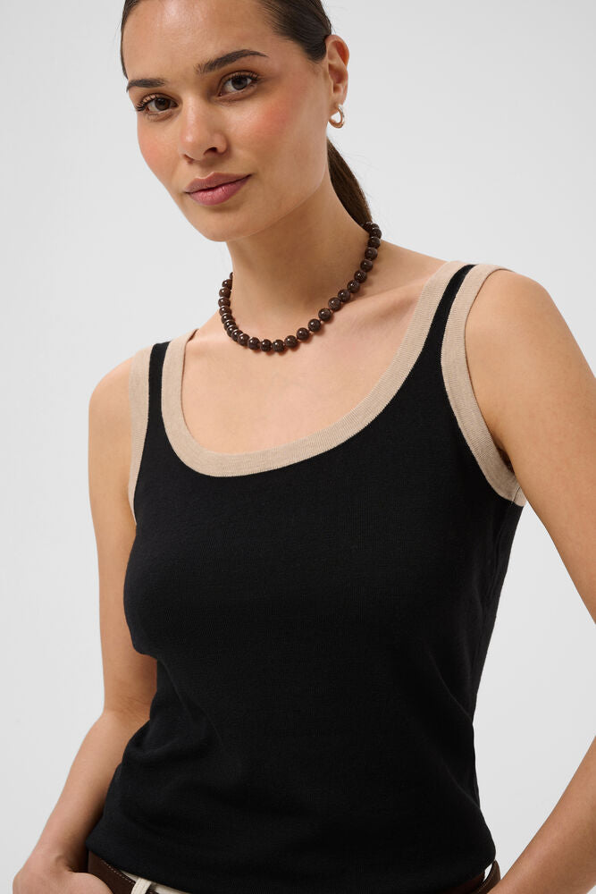 KAlizza Contrast Knit Top - Black Deep