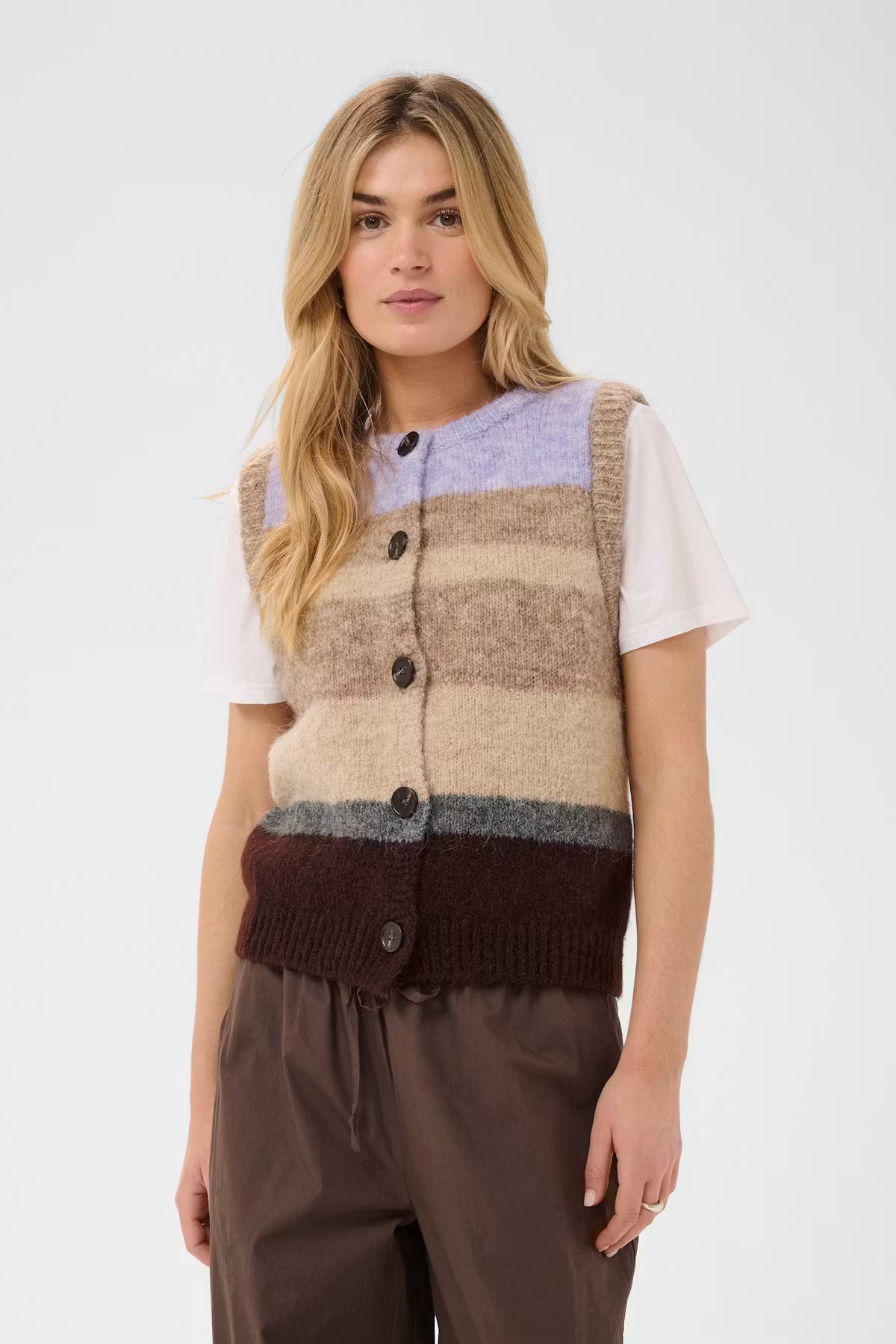 SeraphinaSZ Knit Vest - Chocolate Lilac Multi Stripe