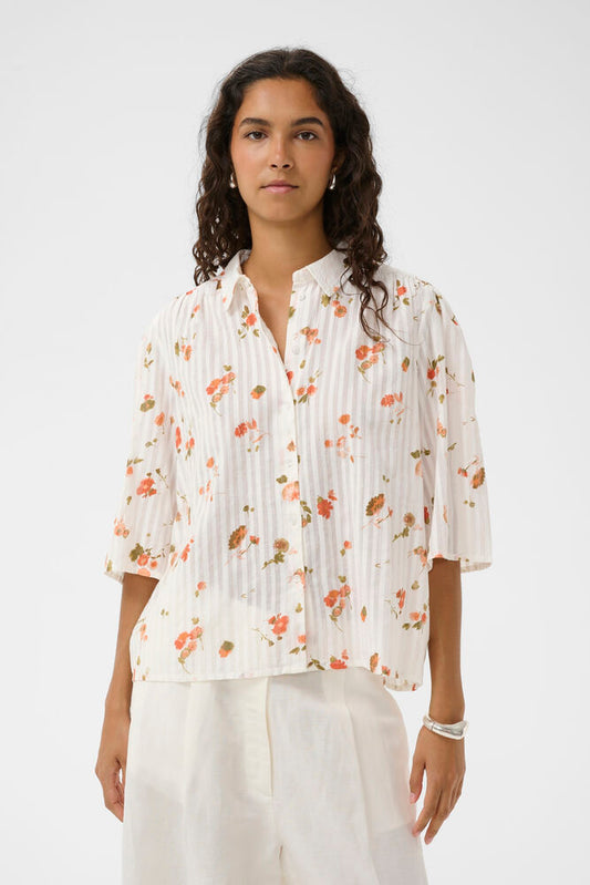 SLBianca Printed Shirt - White Floating Flowers