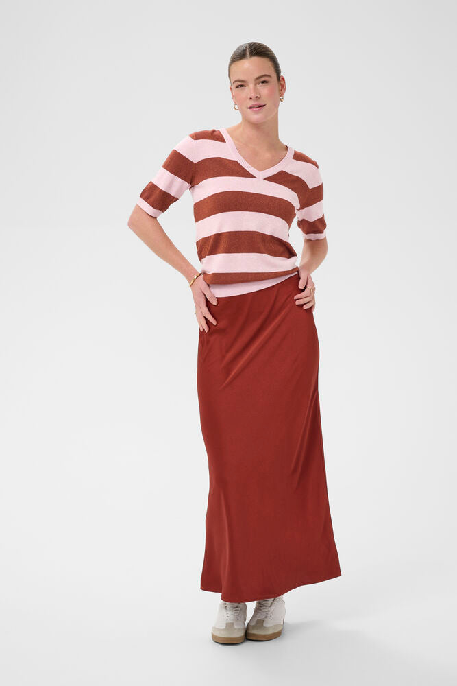 KAregina Stripe V Neck Pullover - Ballerina & Henna