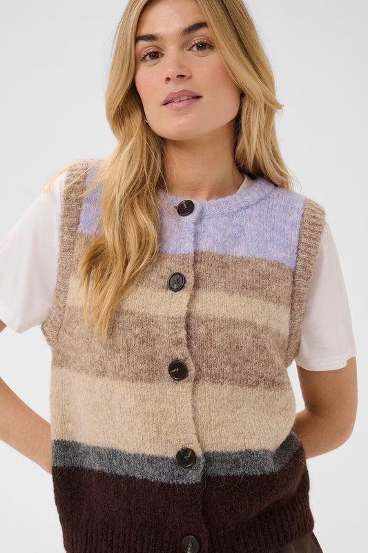 SeraphinaSZ Knit Vest - Chocolate Lilac Multi Stripe