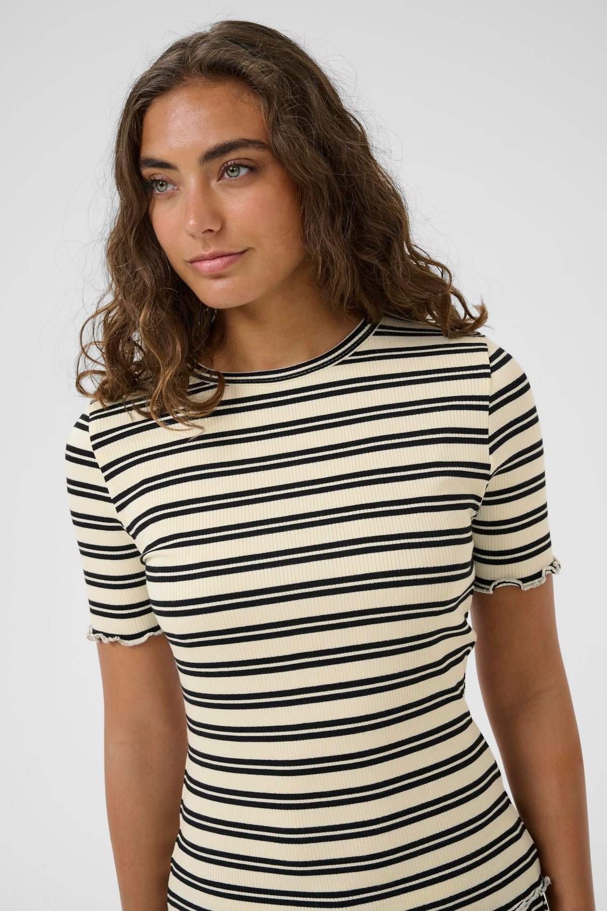 OlaliaSZ Short Sleeve T-Shirt- Ice Black Stripe