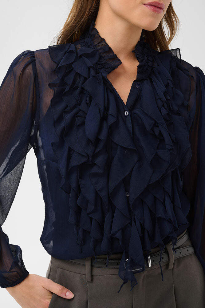 LiljaSZ Crinkle Long Sleeve Shirt - Night Sky