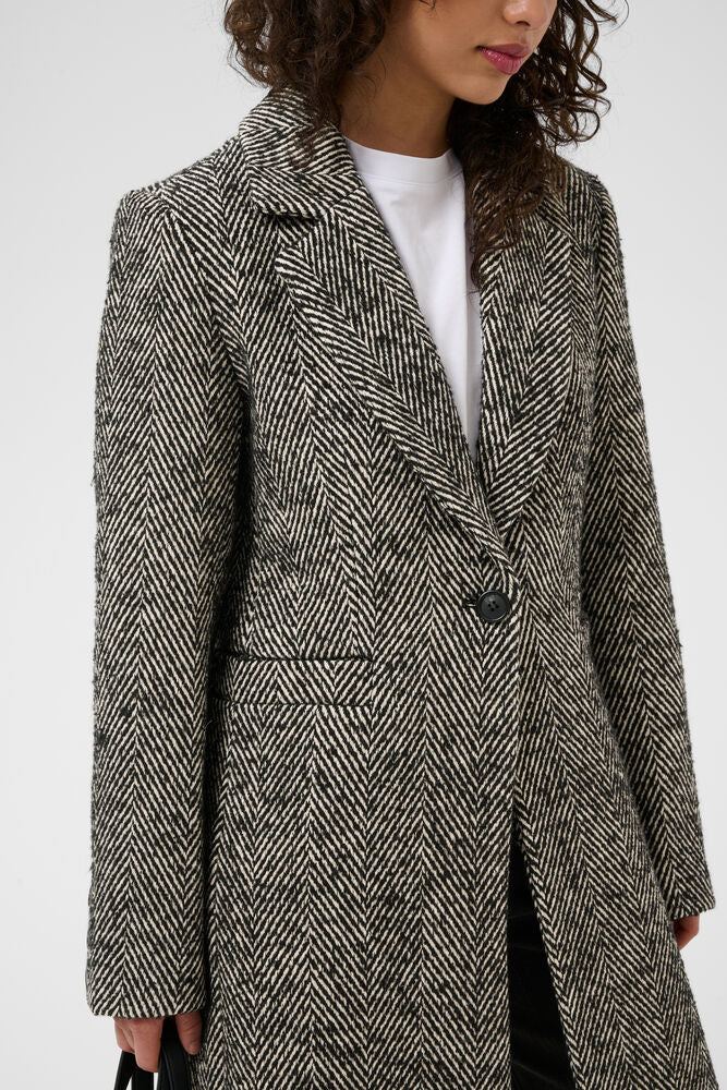 KAofelia Herringbone Coat - Black & Chalk
