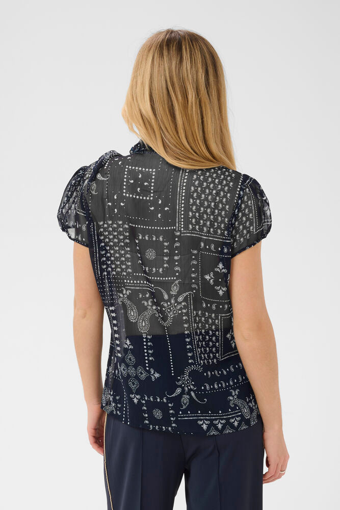 LiljaSZ Crinkle Short Sleeve Shirt - Night Sky Paisley