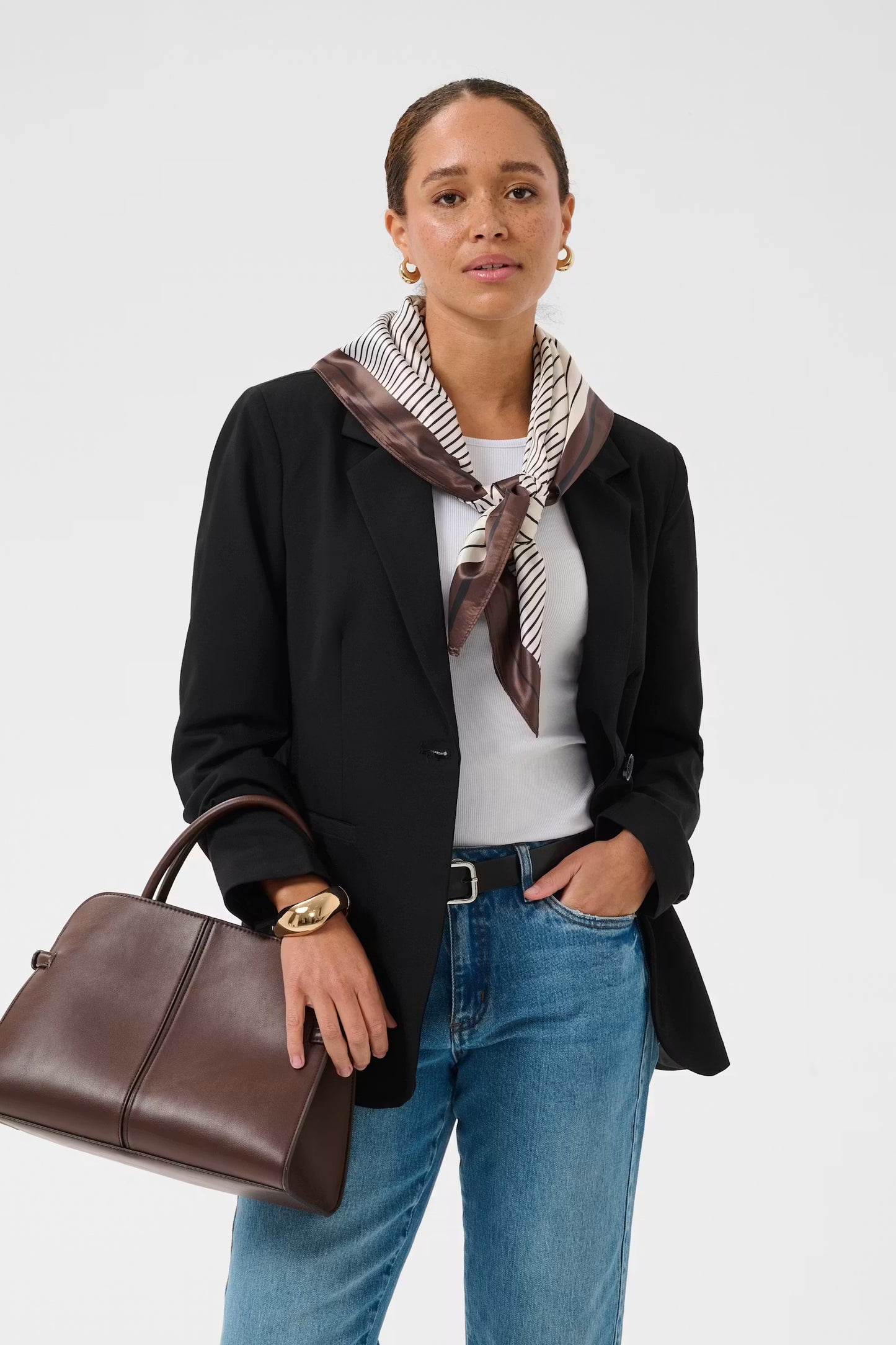 KAscarfina Scarf - Black, Chalk & Coffee