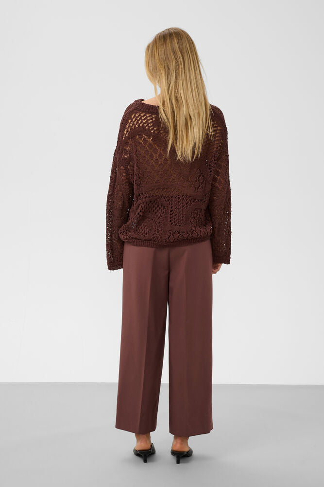 SLCorinne Wide Cropped Trousers - Brown Stone