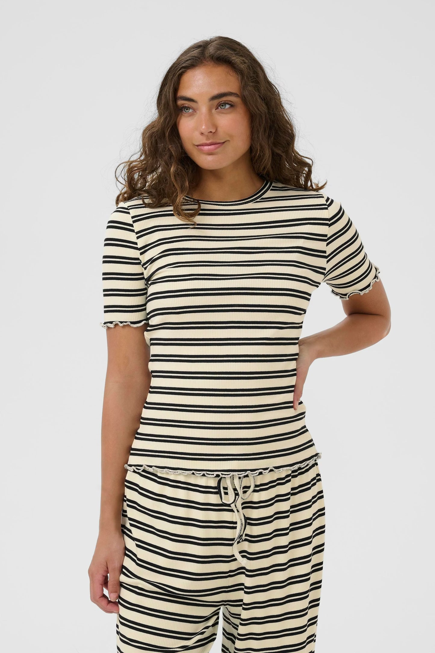 OlaliaSZ Short Sleeve T-Shirt- Ice Black Stripe