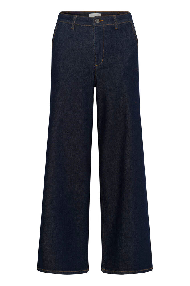 KAhally Wide Jeans - Dark Blue Unwashed Denim